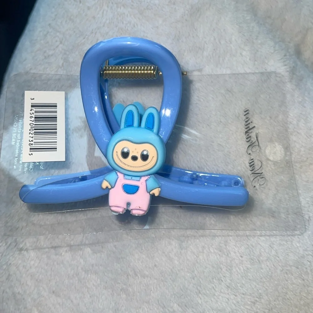 Cute blue Hair Clip with Labubu monster Character nwt